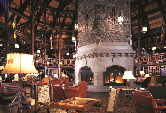 The lobby fireplace. Image courtesy Fairmont Hotels & Resorts.