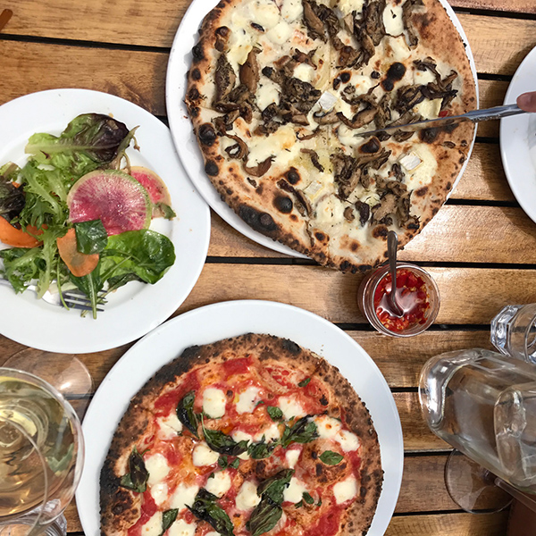 Wood-fired pizzas at Norman Hardin Winery